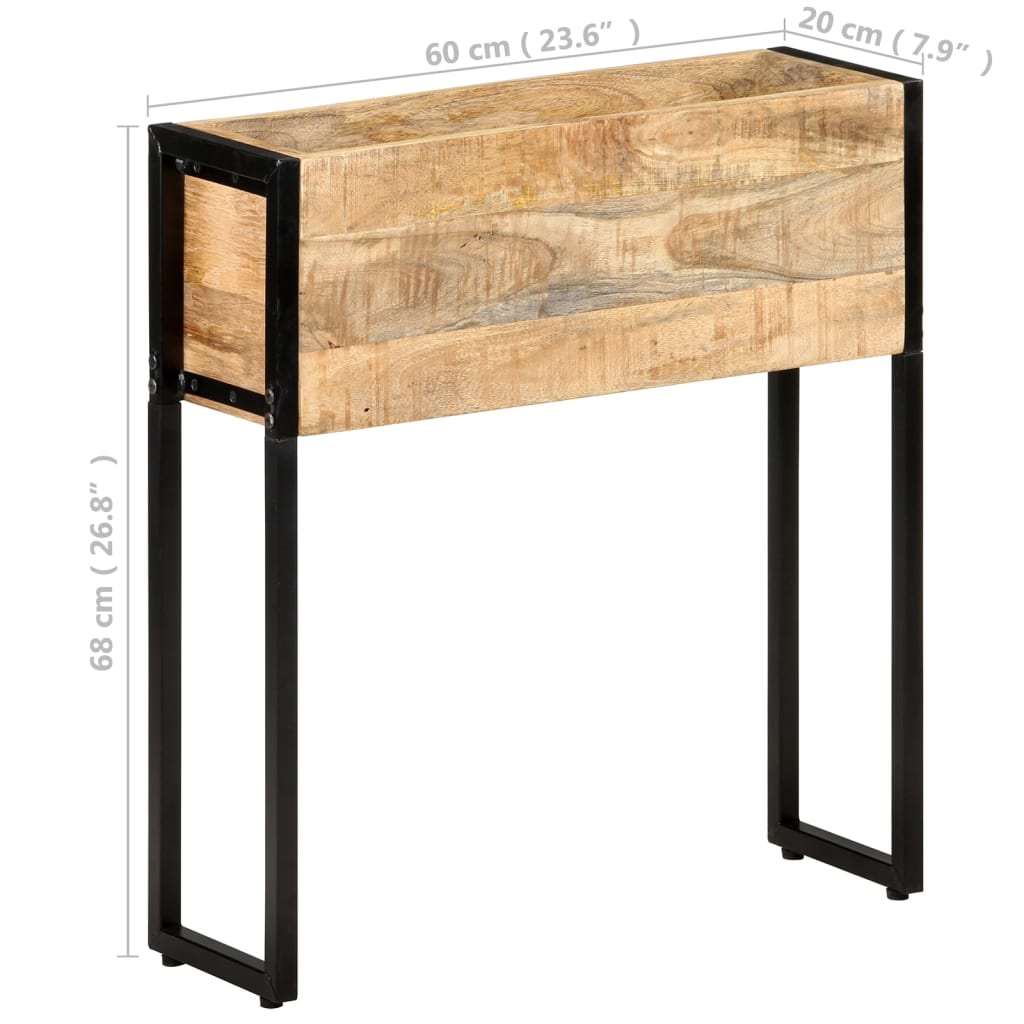 Hochbeet Pflanzkübel 60x20x68 cm Mangoholz Holz Stahlgestell Garten-Beet Blumenkübel