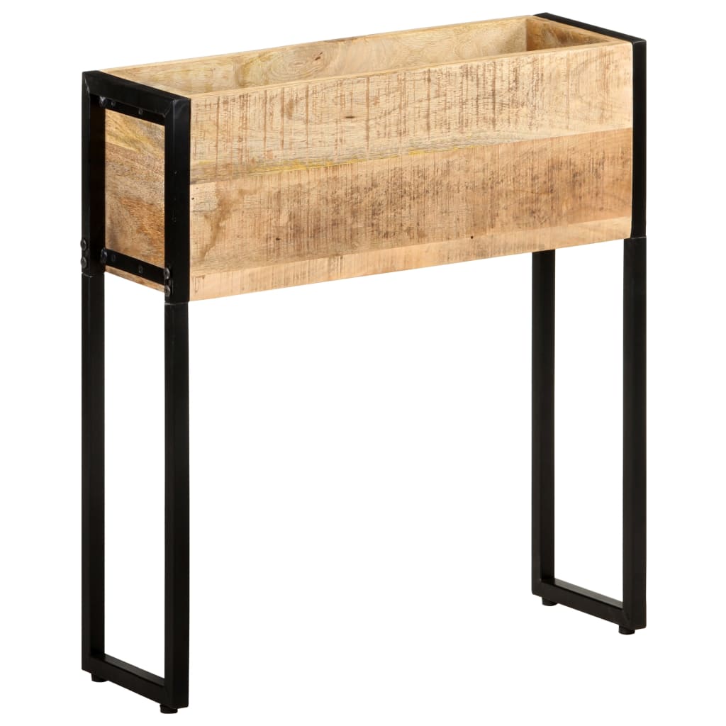 Hochbeet Pflanzkübel 60x20x68 cm Mangoholz Holz Stahlgestell Garten-Beet Blumenkübel