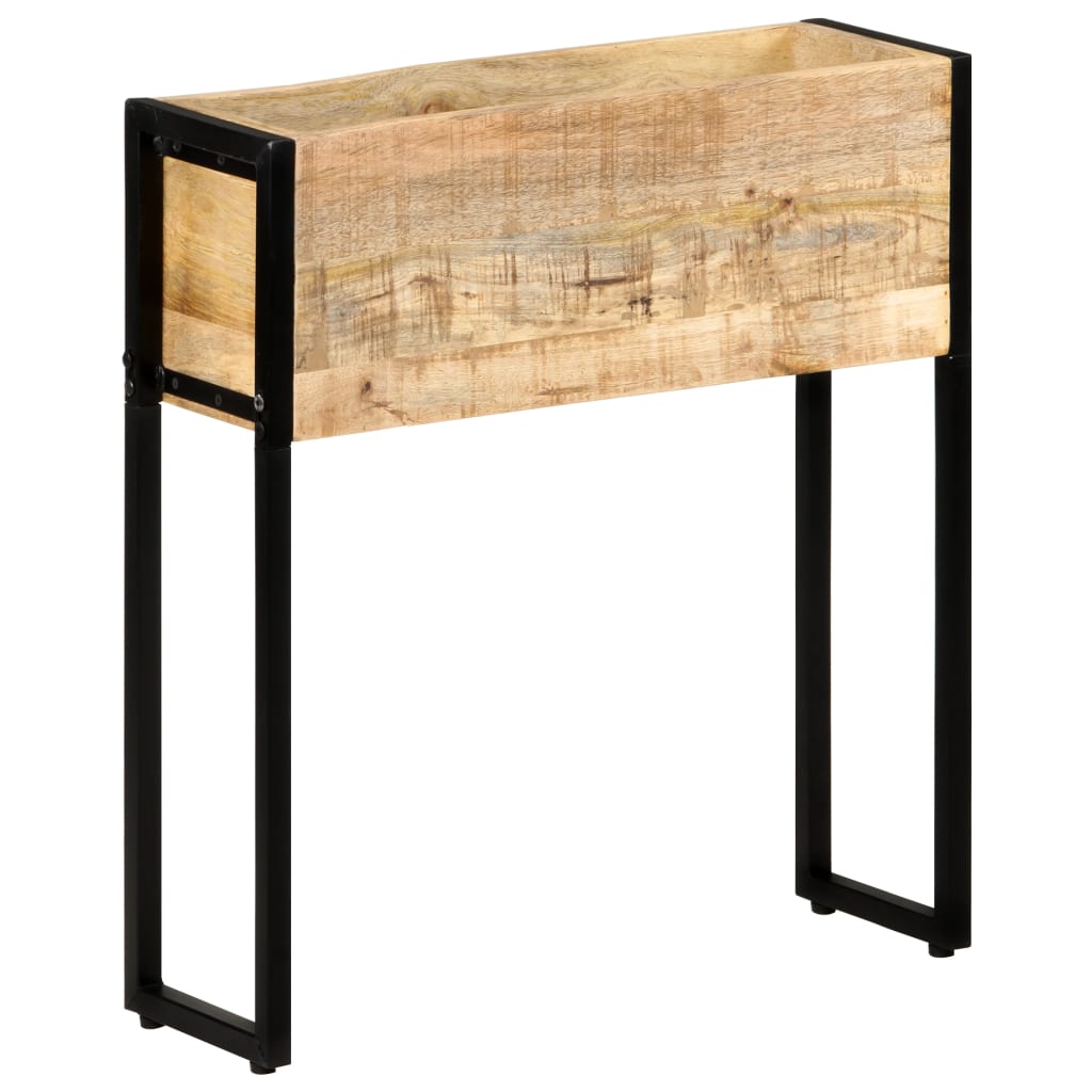 Hochbeet Pflanzkübel 60x20x68 cm Mangoholz Holz Stahlgestell Garten-Beet Blumenkübel