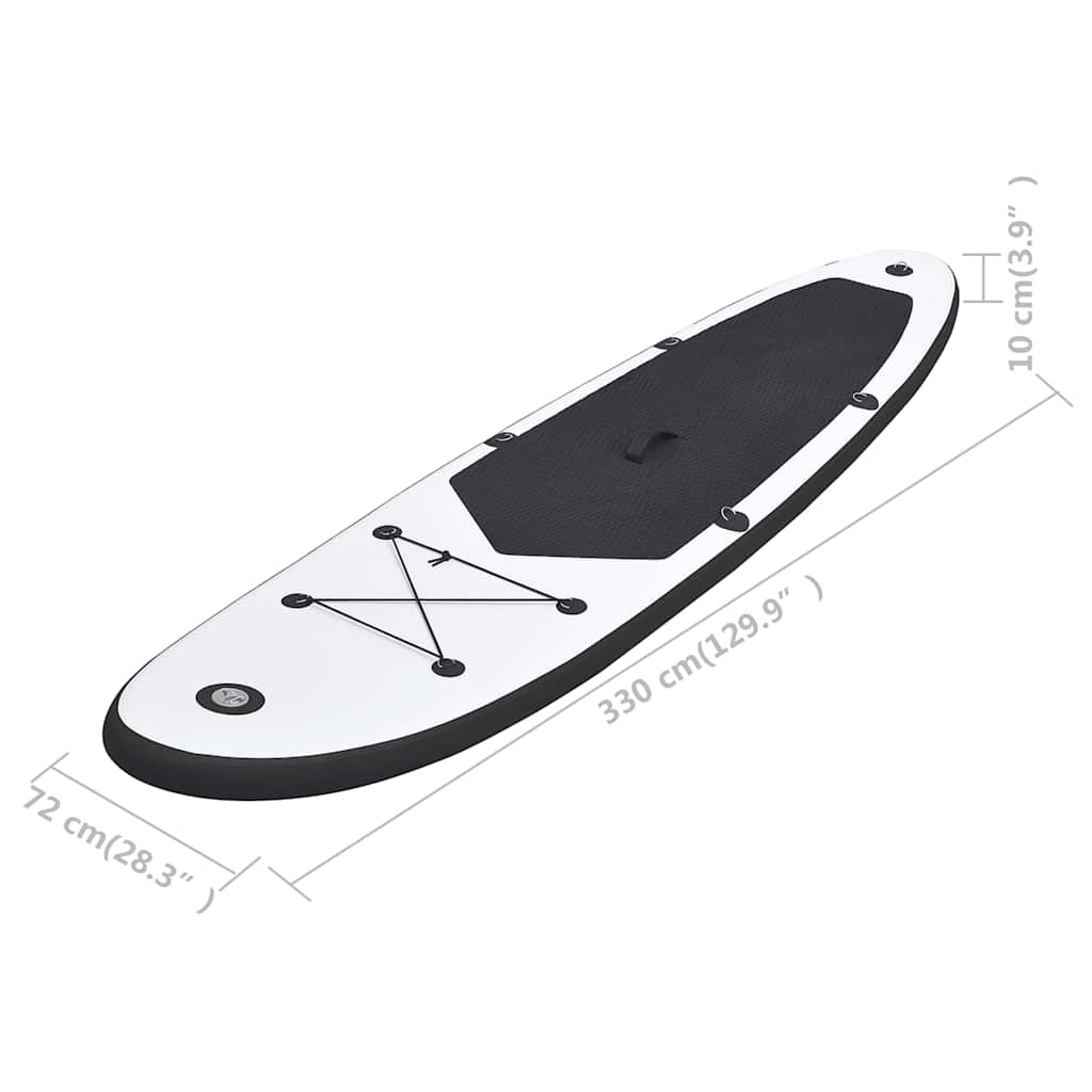 SUP Stand Up Paddle Board Set Schwarz Weiß 330 cm Surfboard aufblasbar