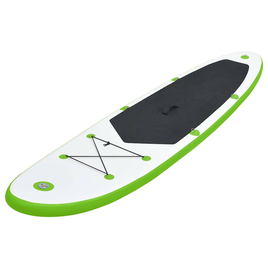 Stand Up Paddle Board Set aufblasbar Grün Weiß SUP Surfboard Paddel 330 cm