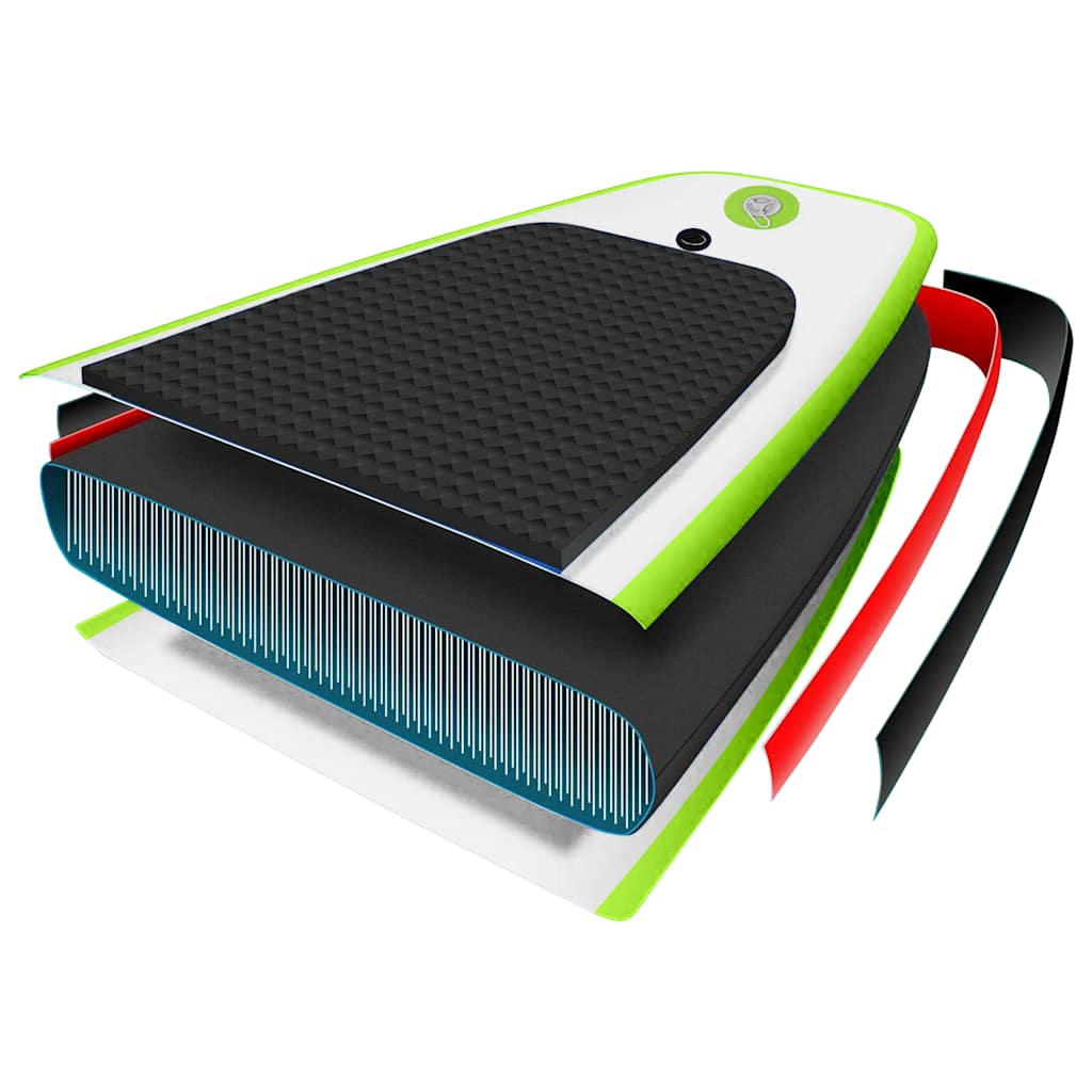 Stand Up Paddle Board Set aufblasbar Grün Weiß SUP Surfboard Paddel 330 cm