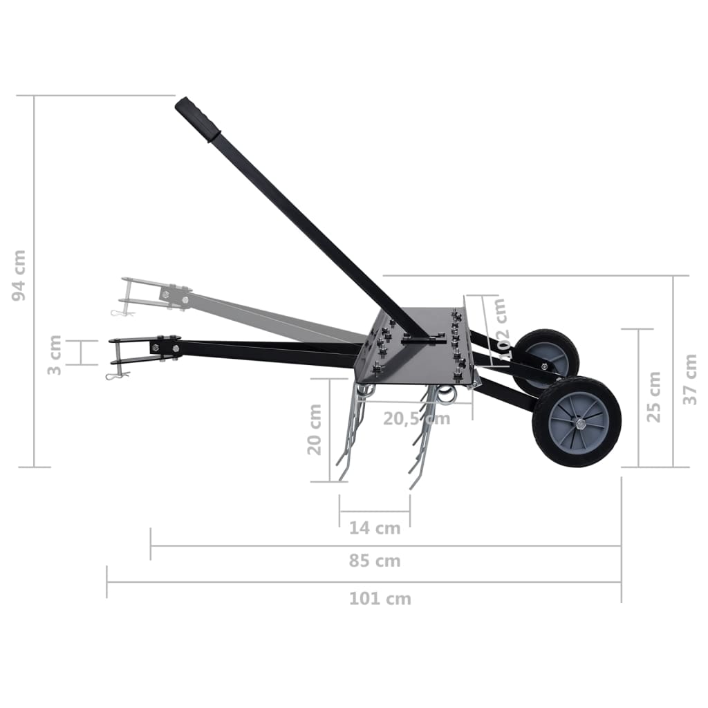Vertikutierer Aufsitzmäher Quad 100 cm Rasenbelüfter Moosentferner