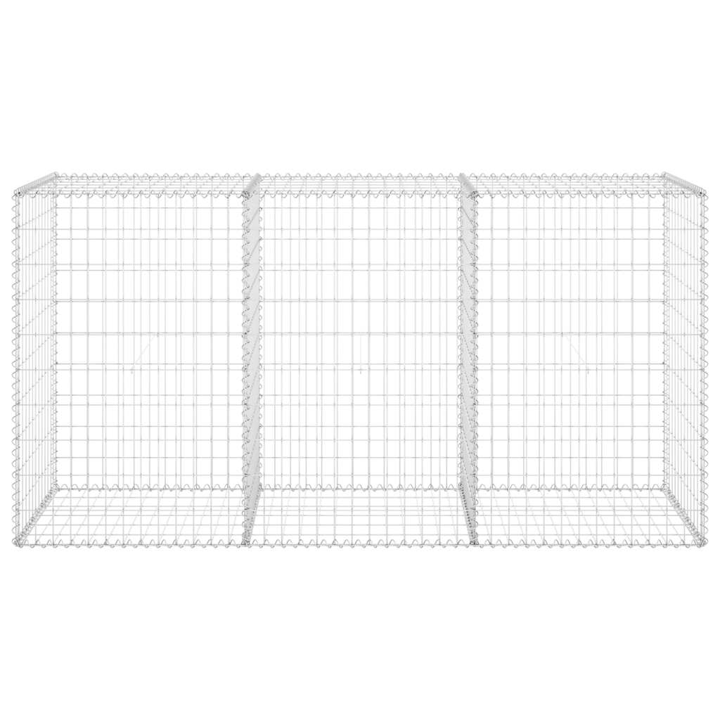 Gabionenwand mit Abdeckung Verzinkter Stahl 200x60x100 cm Zaun Steinmauer