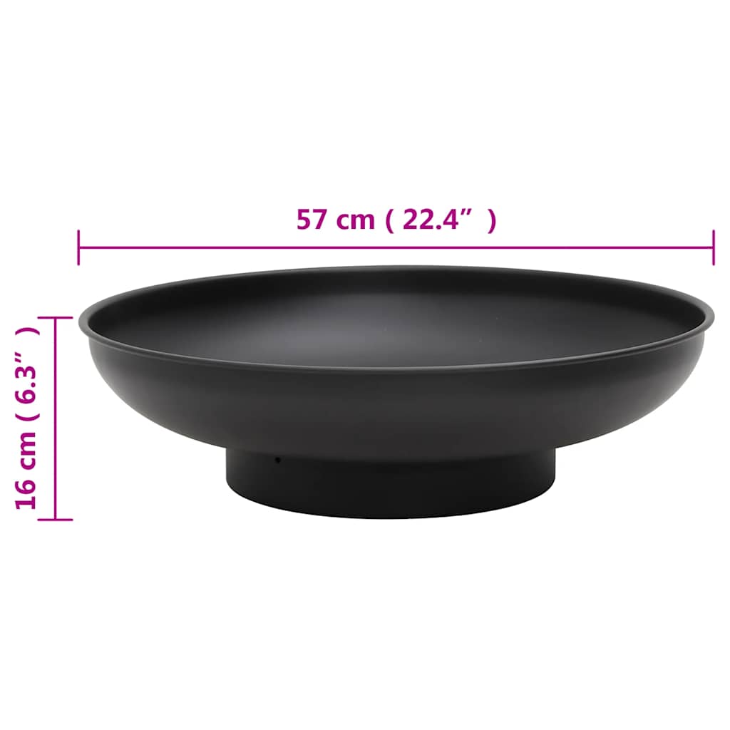 Feuerschale 59 cm Stahl Feuerstelle schwarz Garten Terrasse