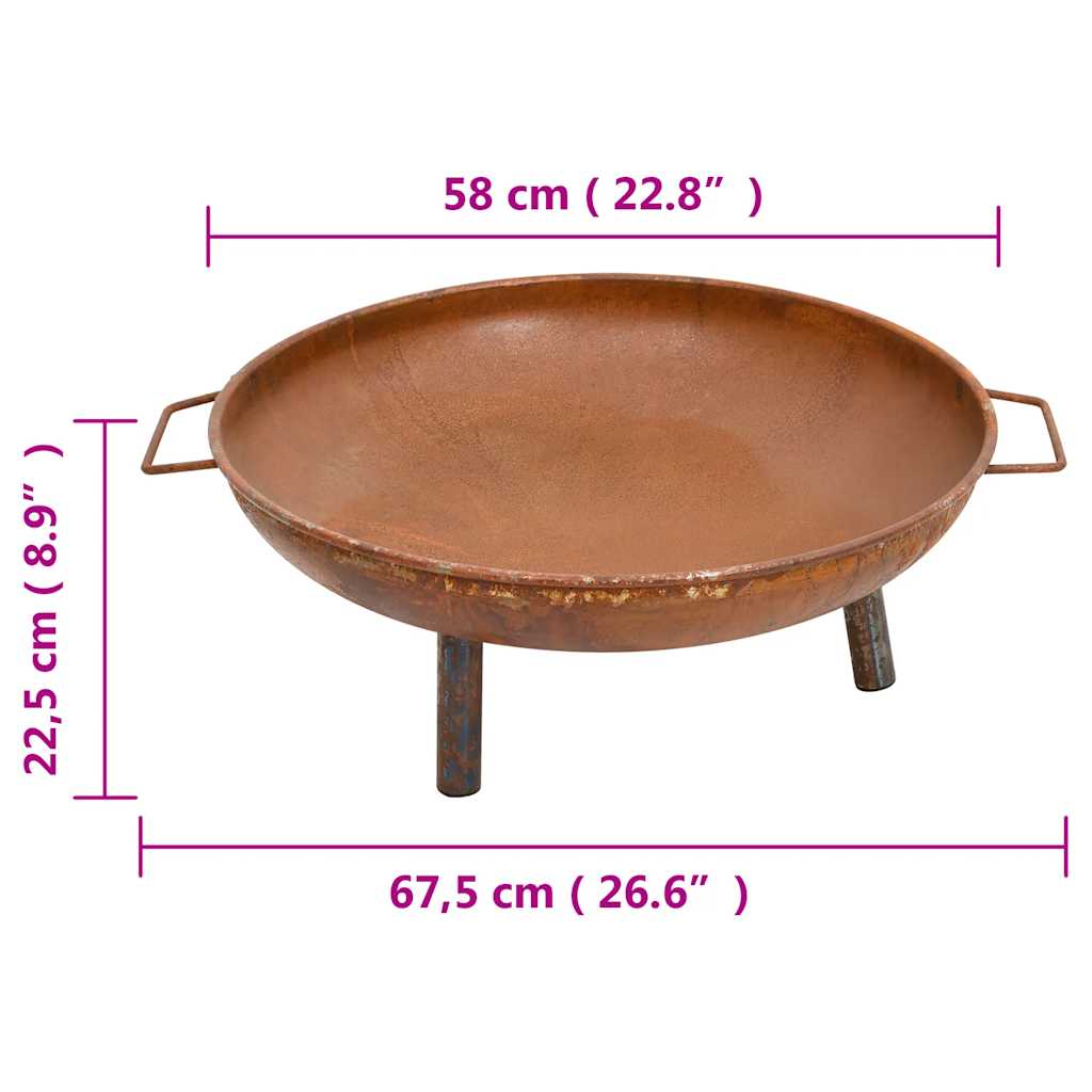 Feuerschale 70x59x28 cm Stahl rustikal rostlook Feuerstelle