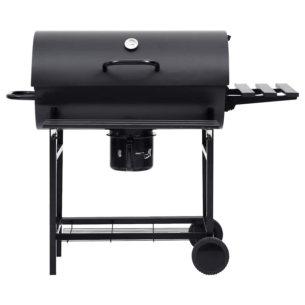Grillwagen mit Rädern und Ablagen Schwarz Stahl 115x85x95 cmm Außengrill
