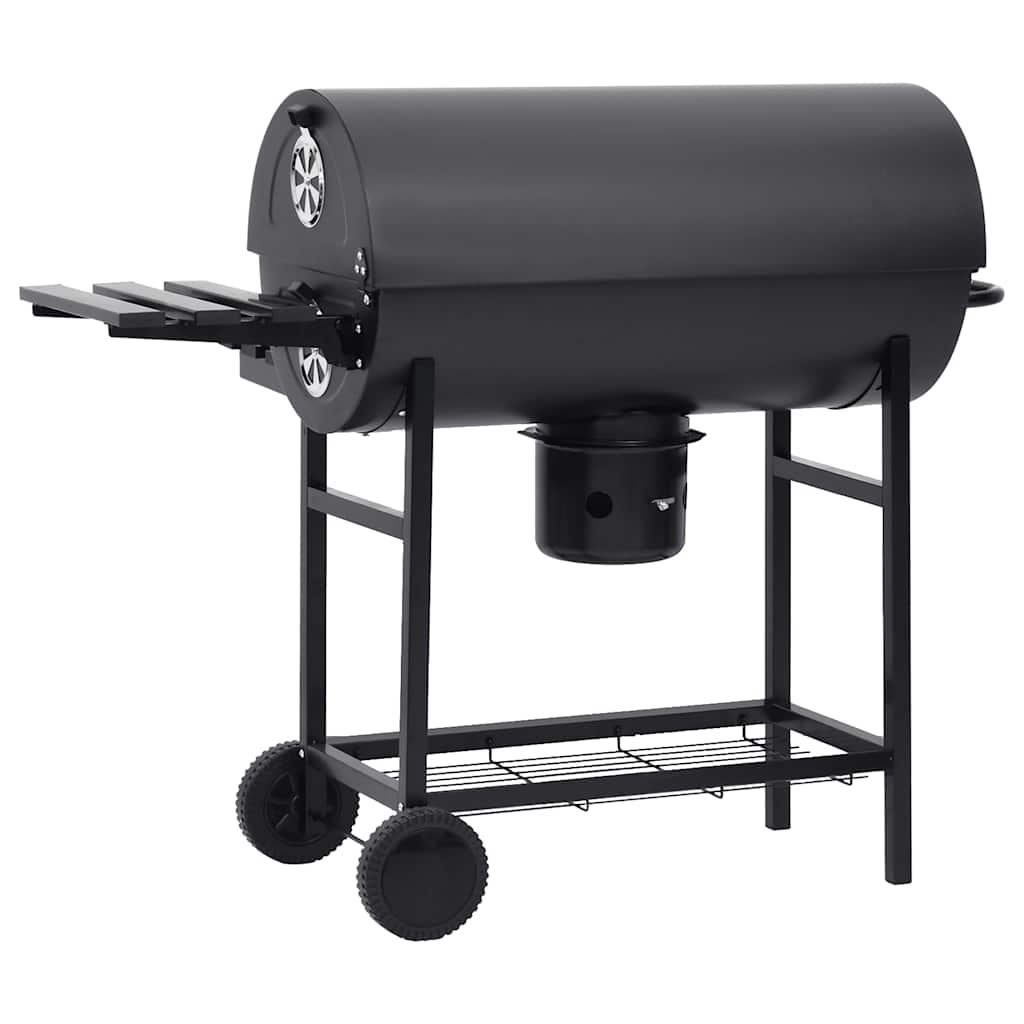 Grillwagen mit Rädern und Ablagen Schwarz Stahl 115x85x95 cmm Außengrill