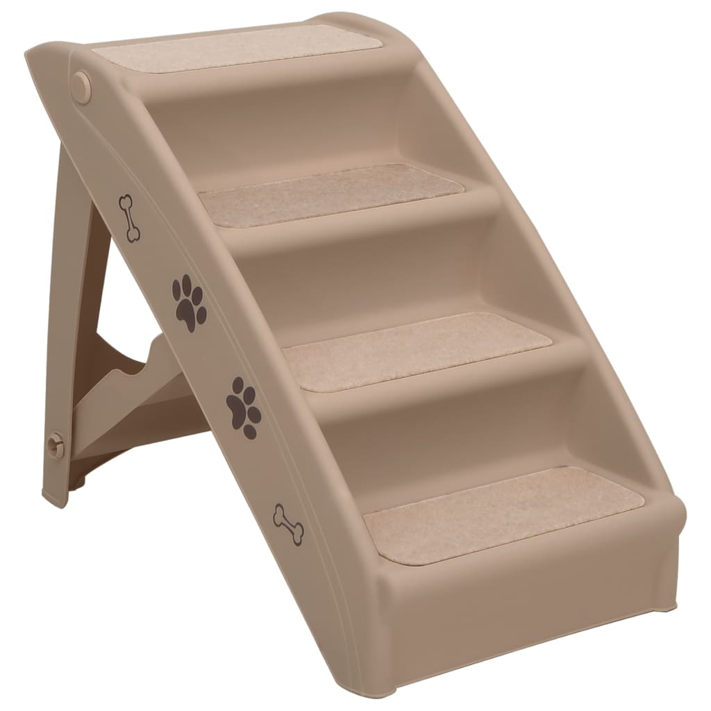 Hundetreppe Klappbar Braun 62x40x49,5 cm 4 Stufen Aufstiegshilfe Tiertreppe