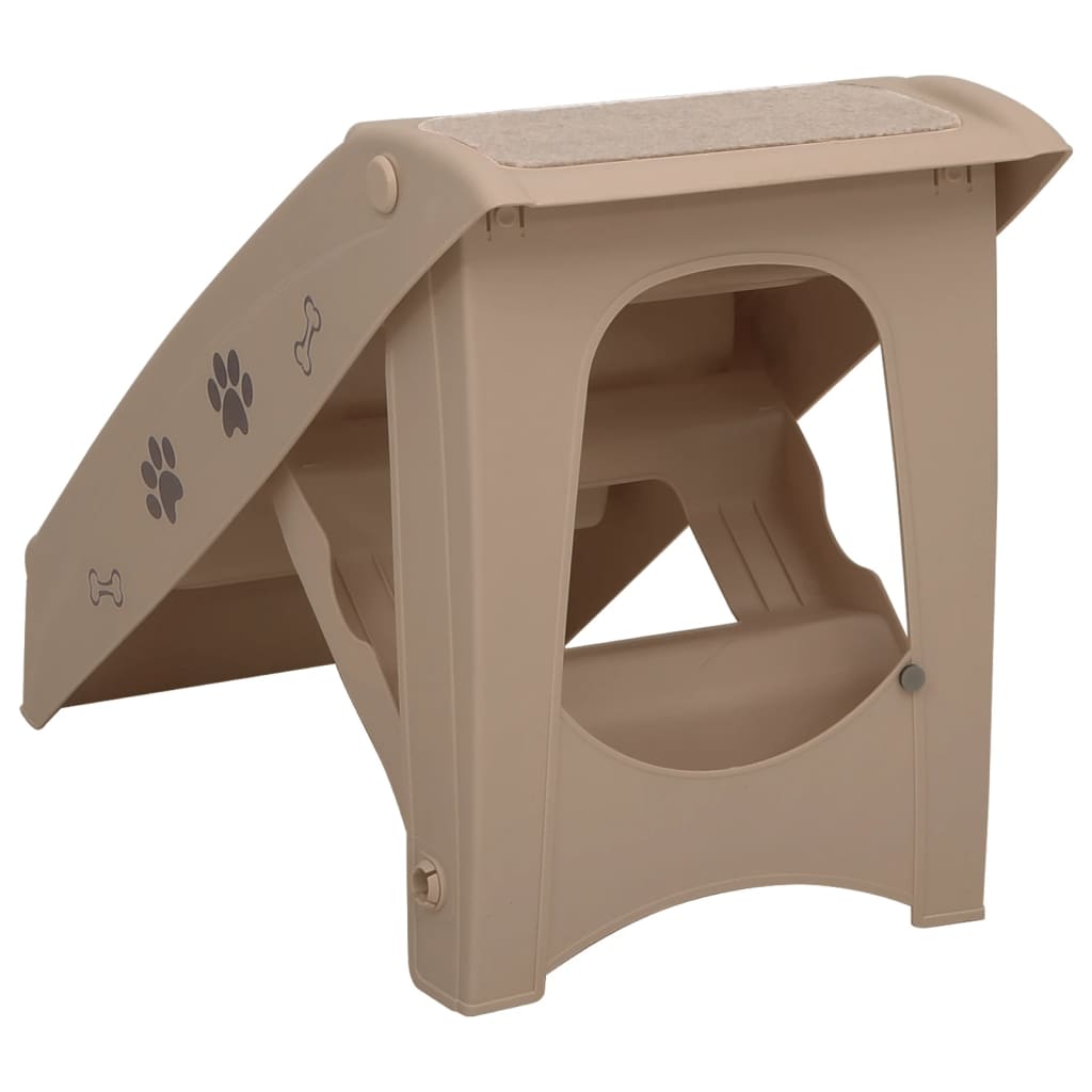 Hundetreppe Klappbar Braun 62x40x49,5 cm 4 Stufen Aufstiegshilfe Tiertreppe