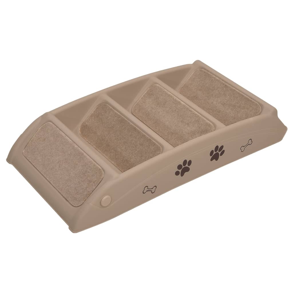 Hundetreppe Klappbar Braun 62x40x49,5 cm 4 Stufen Aufstiegshilfe Tiertreppe
