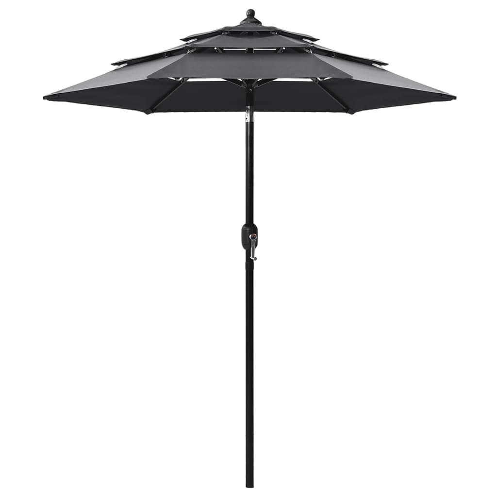Sonnenschirm mit Aluminium-Mast 3-lagig Anthrazit 2 m Durchmesser faltbar