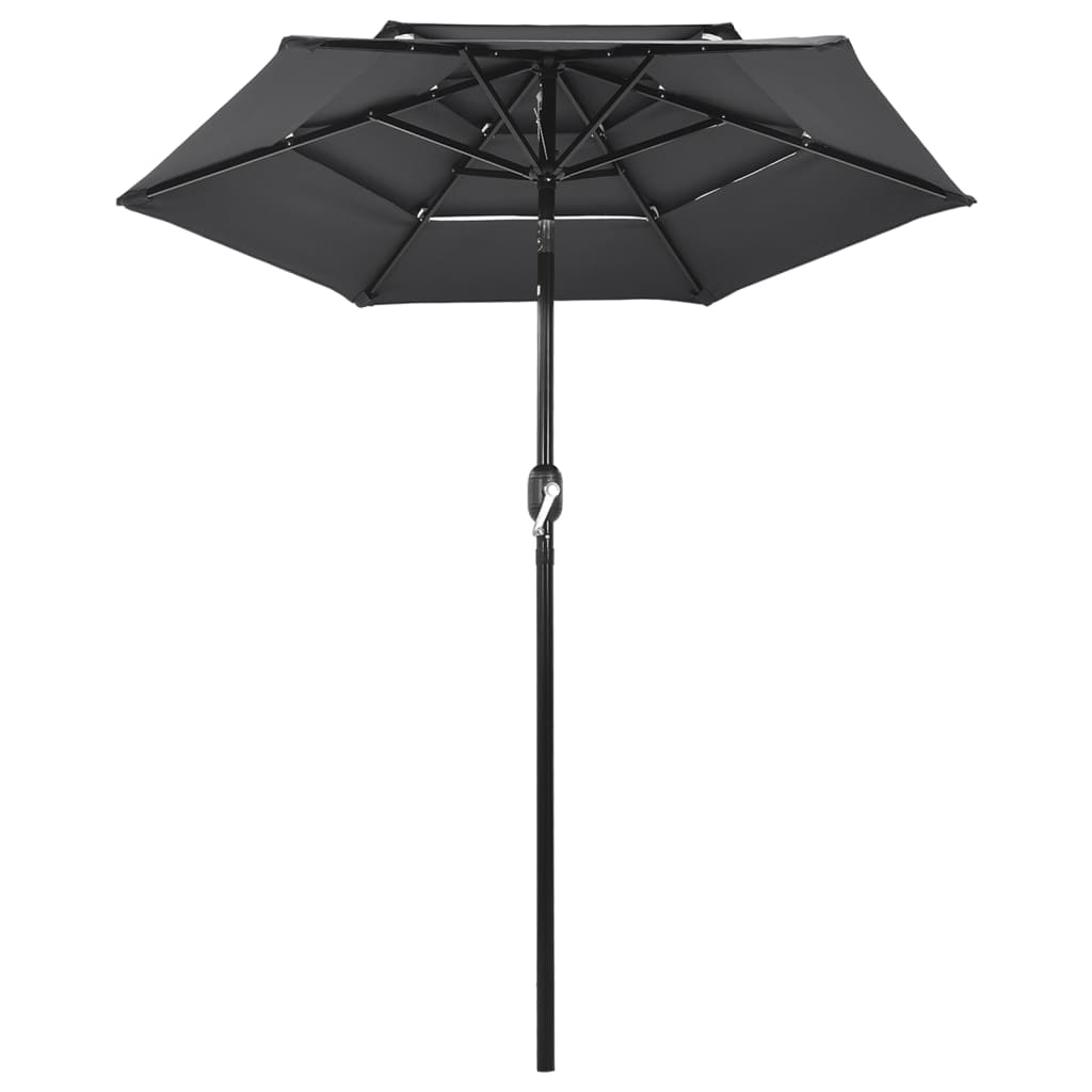 Sonnenschirm mit Aluminium-Mast 3-lagig Anthrazit 2 m Durchmesser faltbar