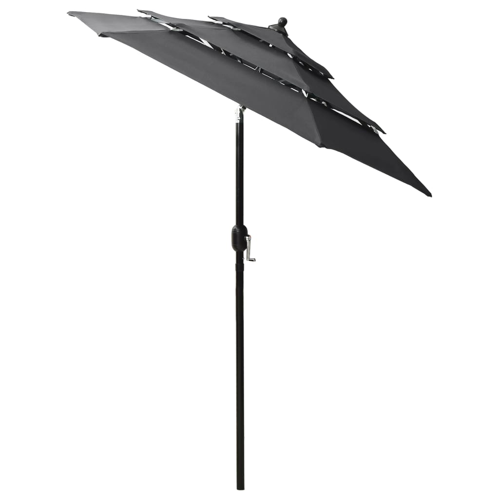 Sonnenschirm mit Aluminium-Mast 3-lagig Anthrazit 2 m Durchmesser faltbar