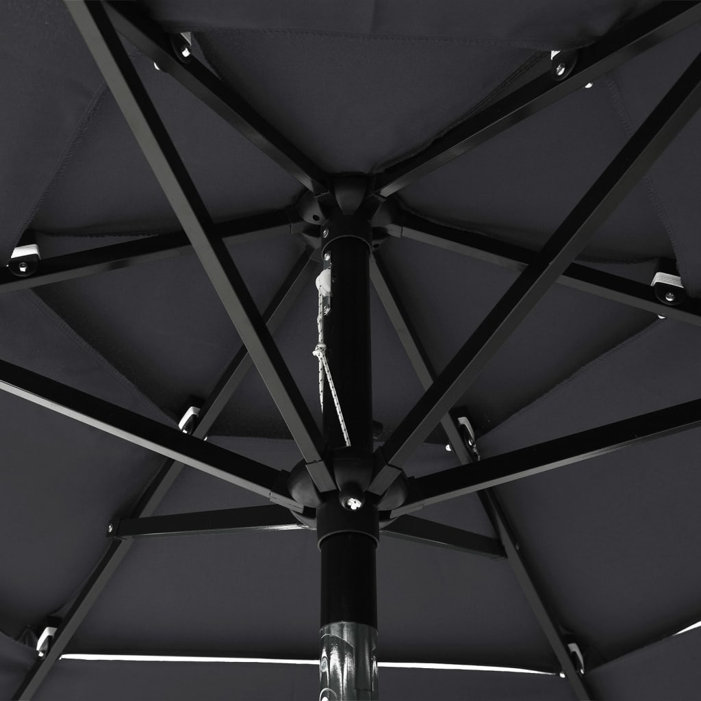 Sonnenschirm mit Aluminium-Mast 3-lagig Anthrazit 2 m Durchmesser faltbar