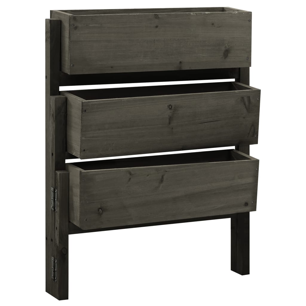 Pflanzkübel Klappbar Grau lasiert 60x14x75 cm Tanne Blumenkasten Hochbeet