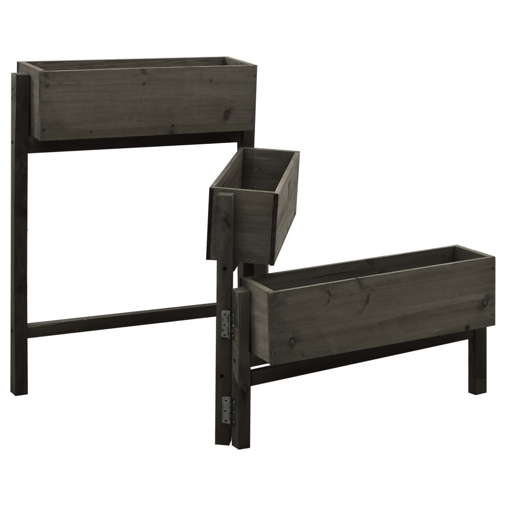 Pflanzkübel Klappbar Grau lasiert 60x14x75 cm Tanne Blumenkasten Hochbeet