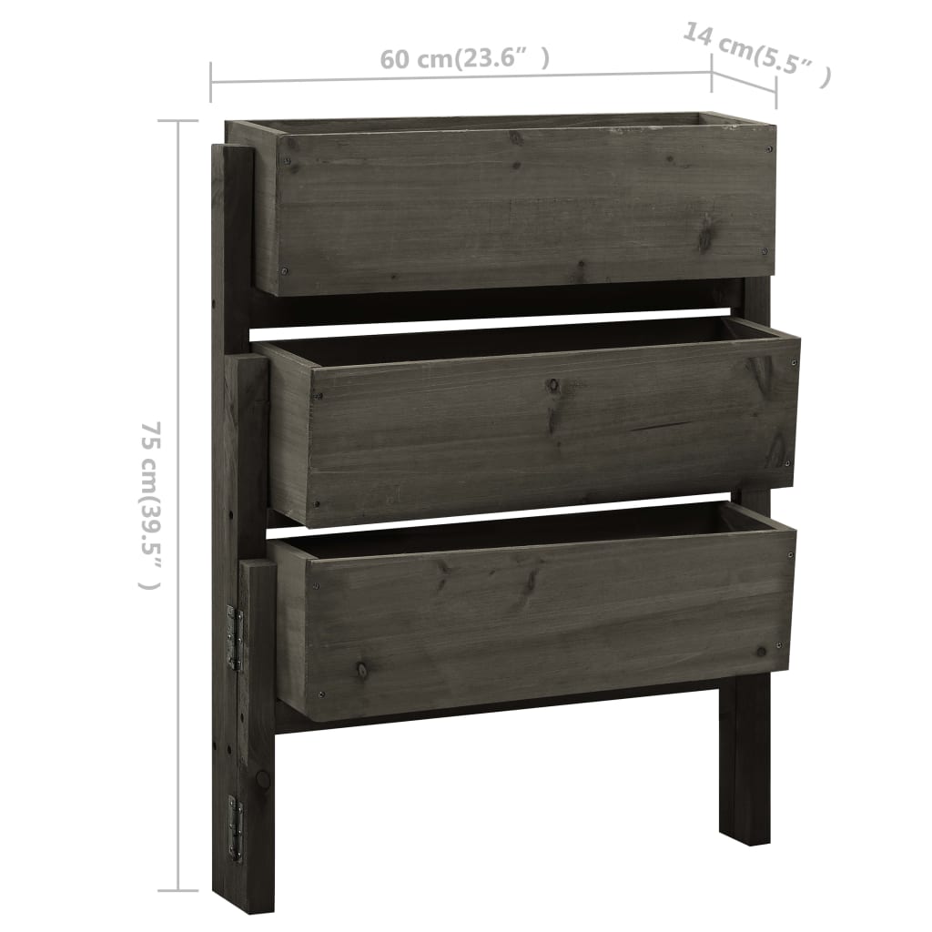 Pflanzkübel Klappbar Grau lasiert 60x14x75 cm Tanne Blumenkasten Hochbeet