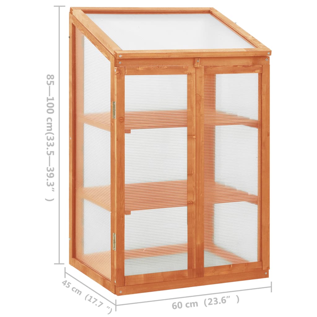 Gewächshaus 60x45x100 cm Tannenholz Anzuchtgewächshaus Treibhaus Braun