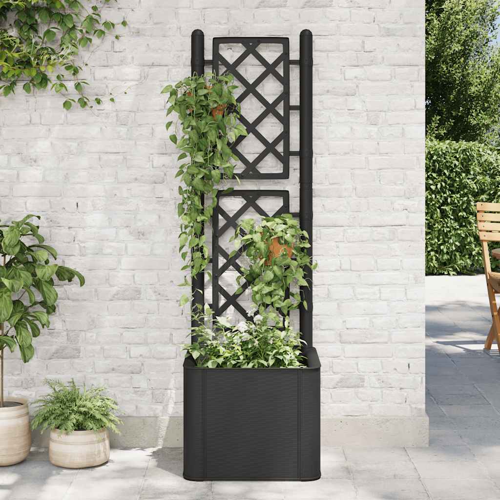 Garten-Hochbeet mit Spalier Selbstbewässerungssystem Anthrazit 43x43x142cm