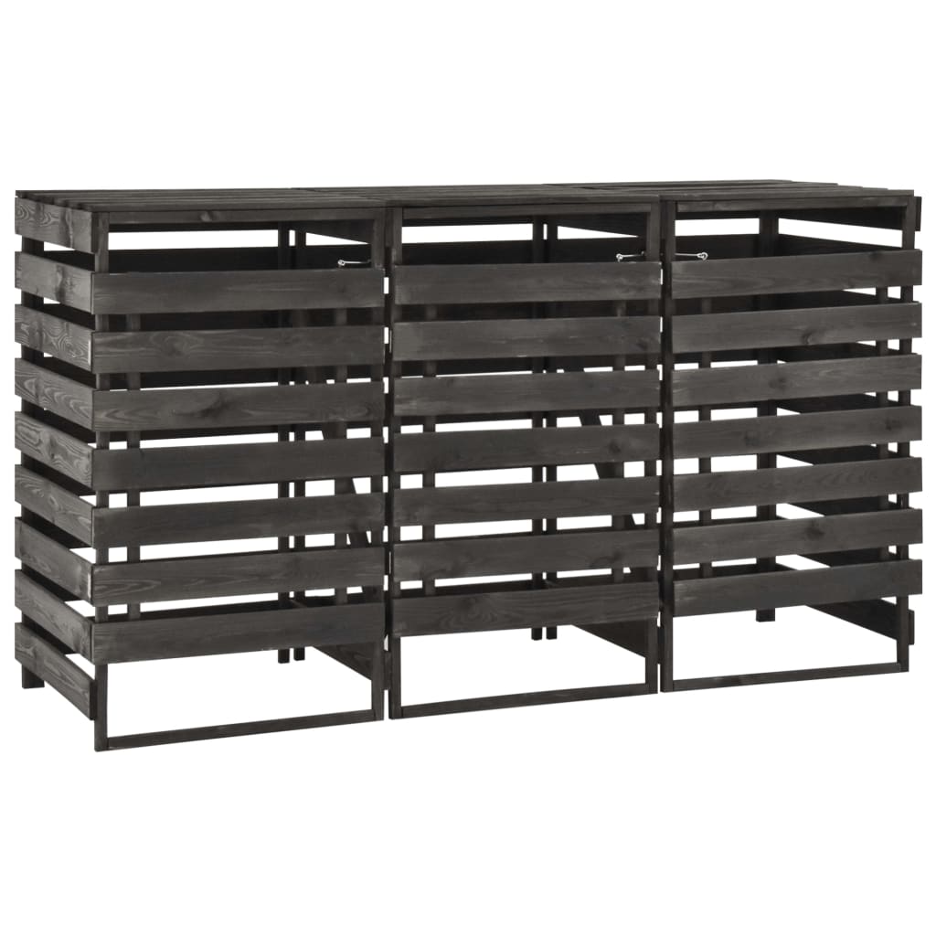 Mülltonnenbox 3 Tonnen 210x75x121cm Mülltonnenverkleidung Kiefer Massivholz schwarz
