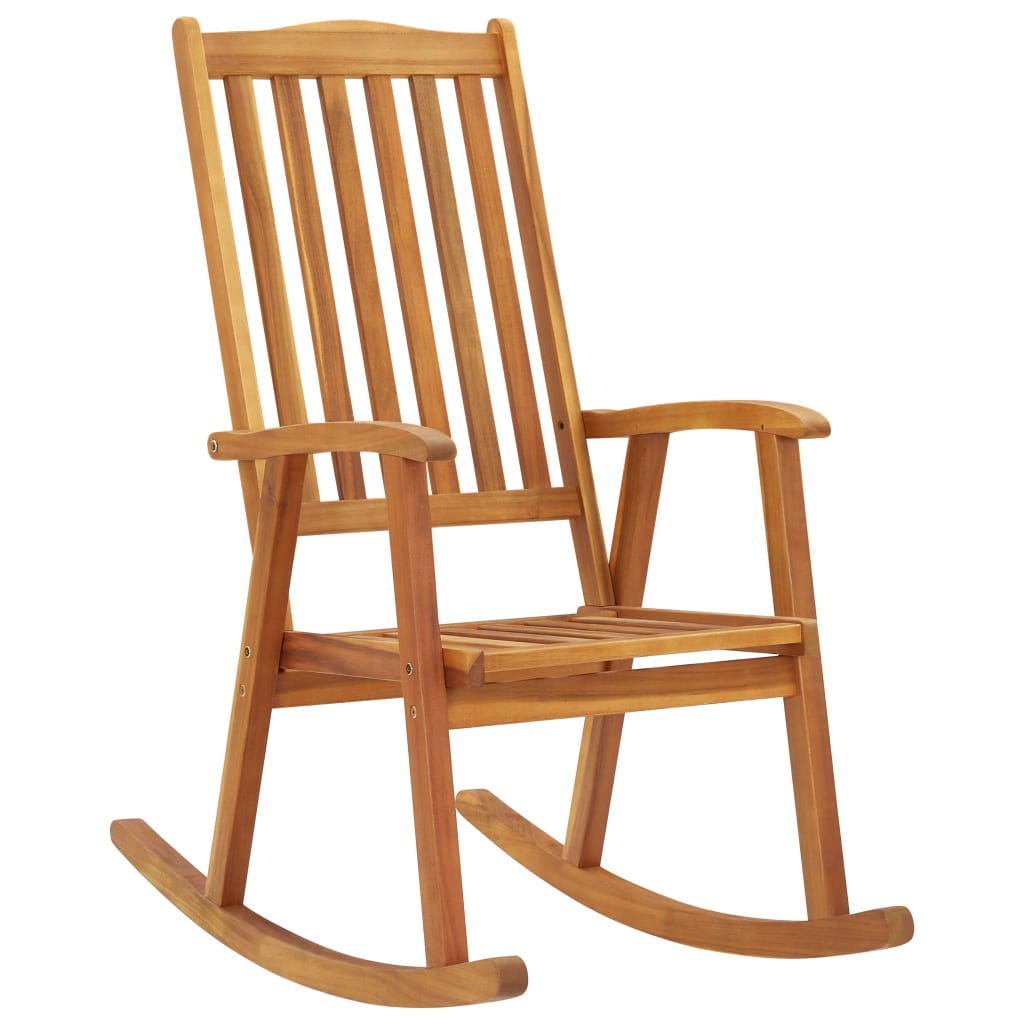 Schaukelstuhl mit Polster Auflage weiß Akazienholz 57x100x117 cm