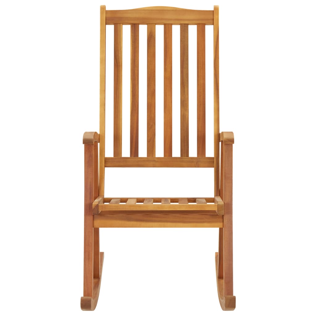 Schaukelstuhl mit Polster Auflage weiß Akazienholz 57x100x117 cm