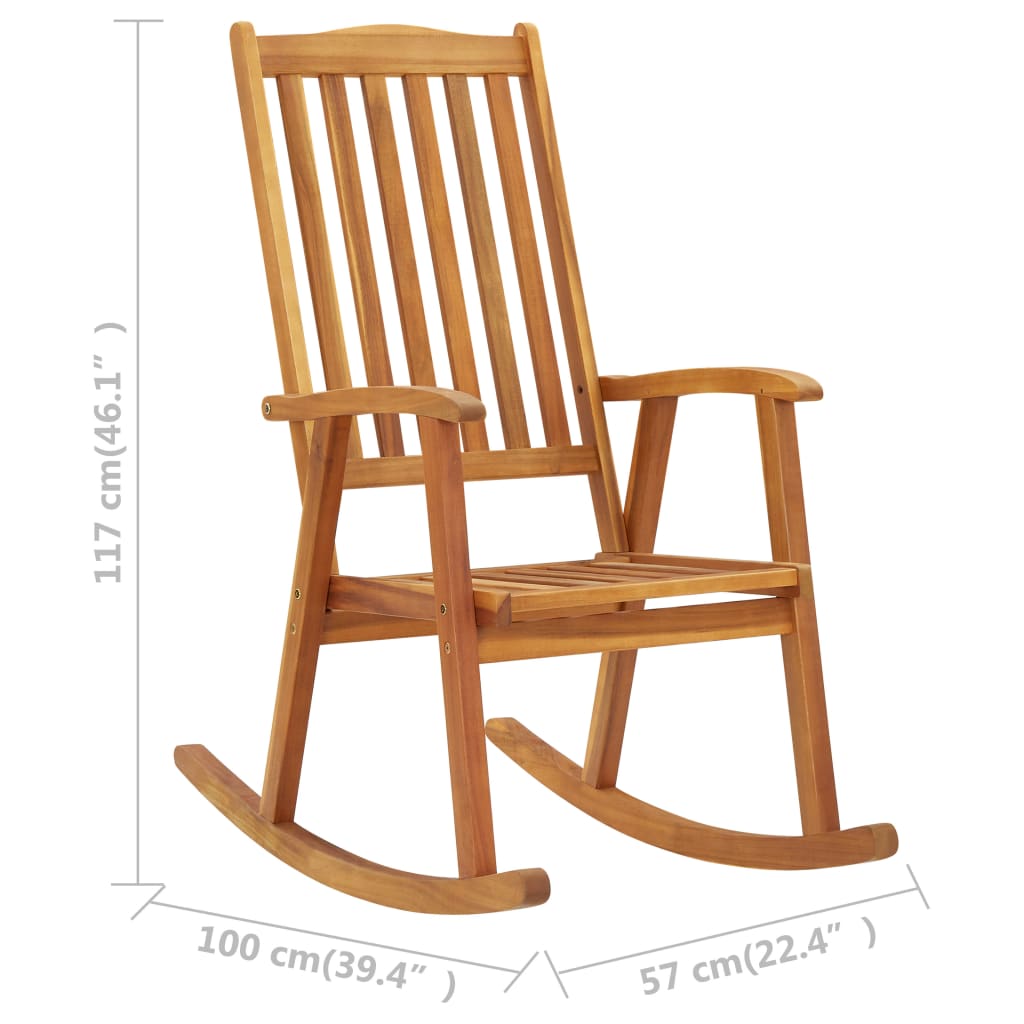 Schaukelstuhl mit Polster Auflage weiß Akazienholz 57x100x117 cm