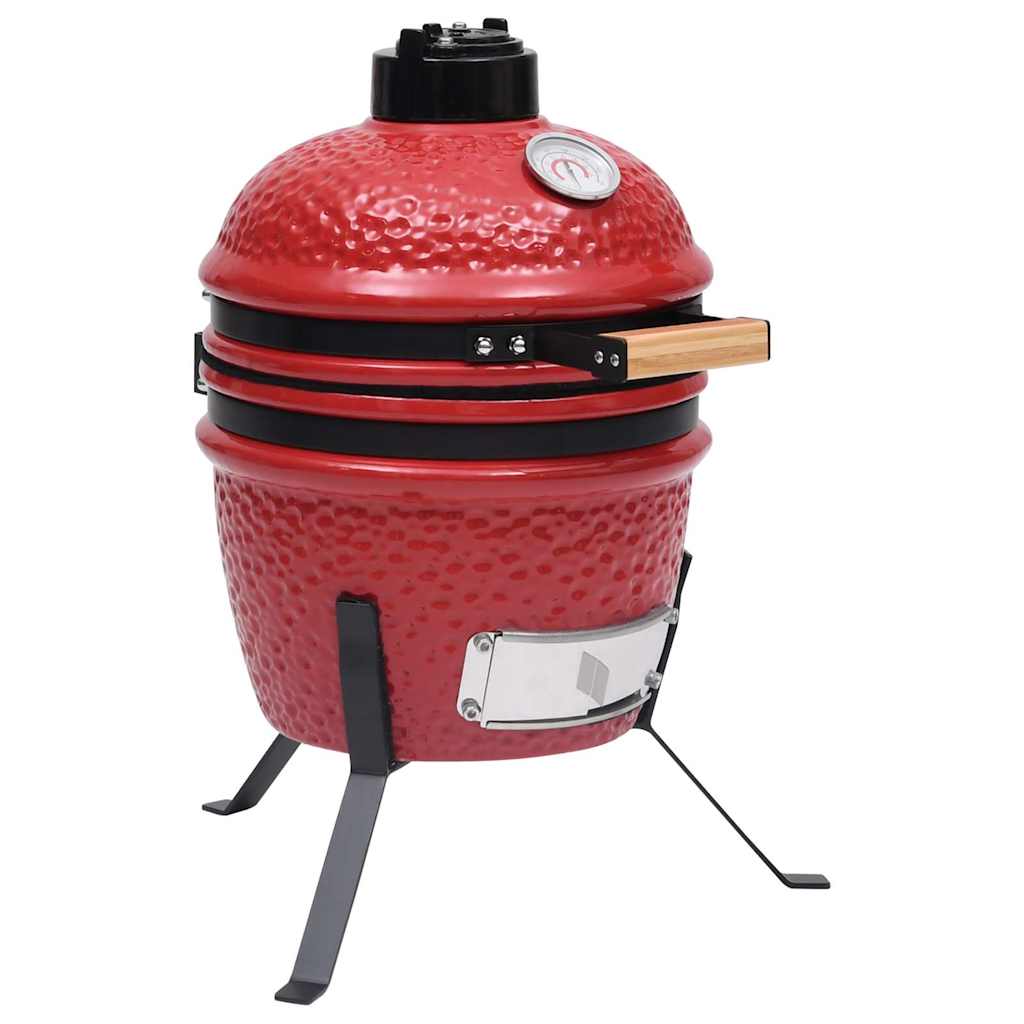 Kamado Barbecue Grill und Smoker Keramik 56 cm Temperaturanzeige Rot BBQ