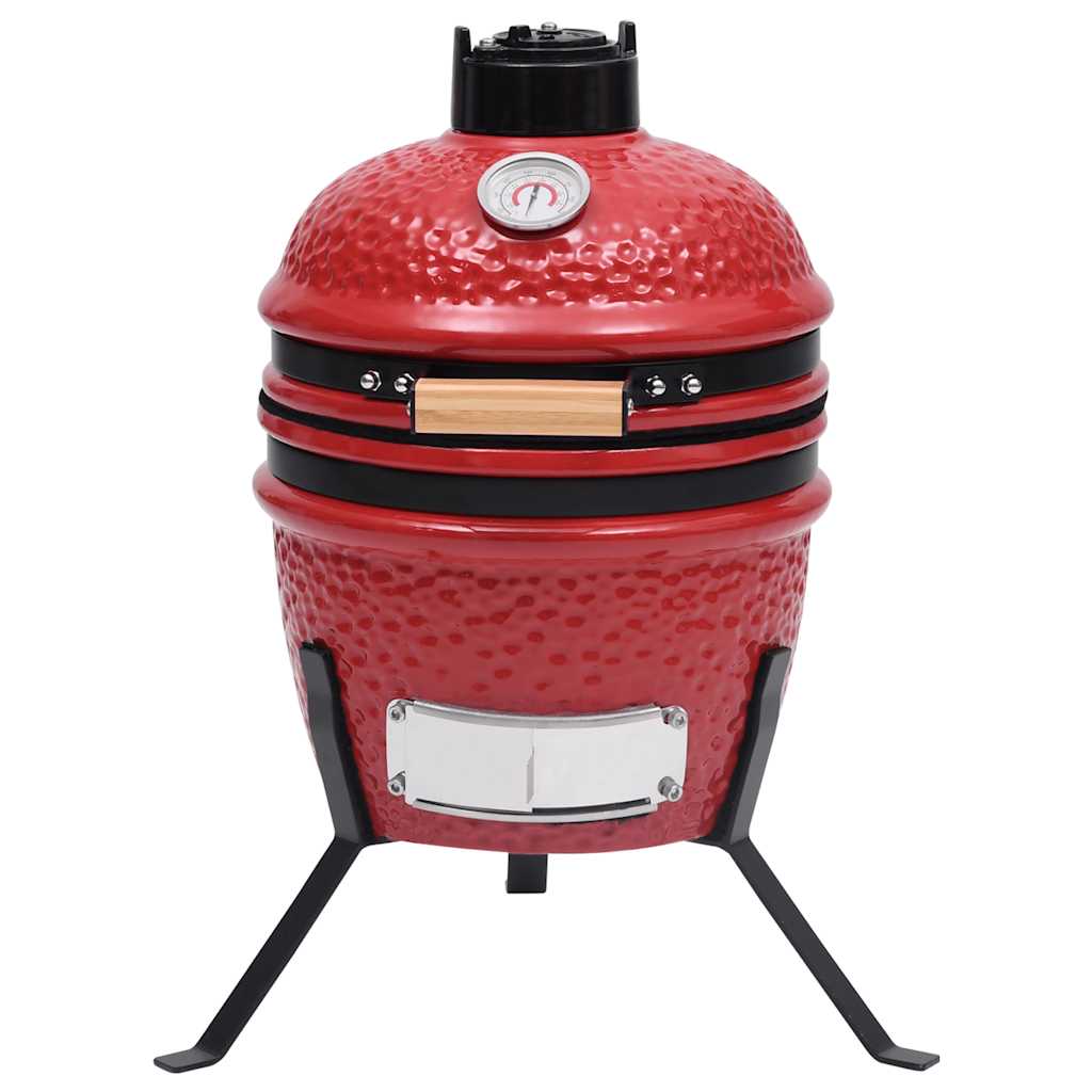 Kamado Barbecue Grill und Smoker Keramik 56 cm Temperaturanzeige Rot BBQ