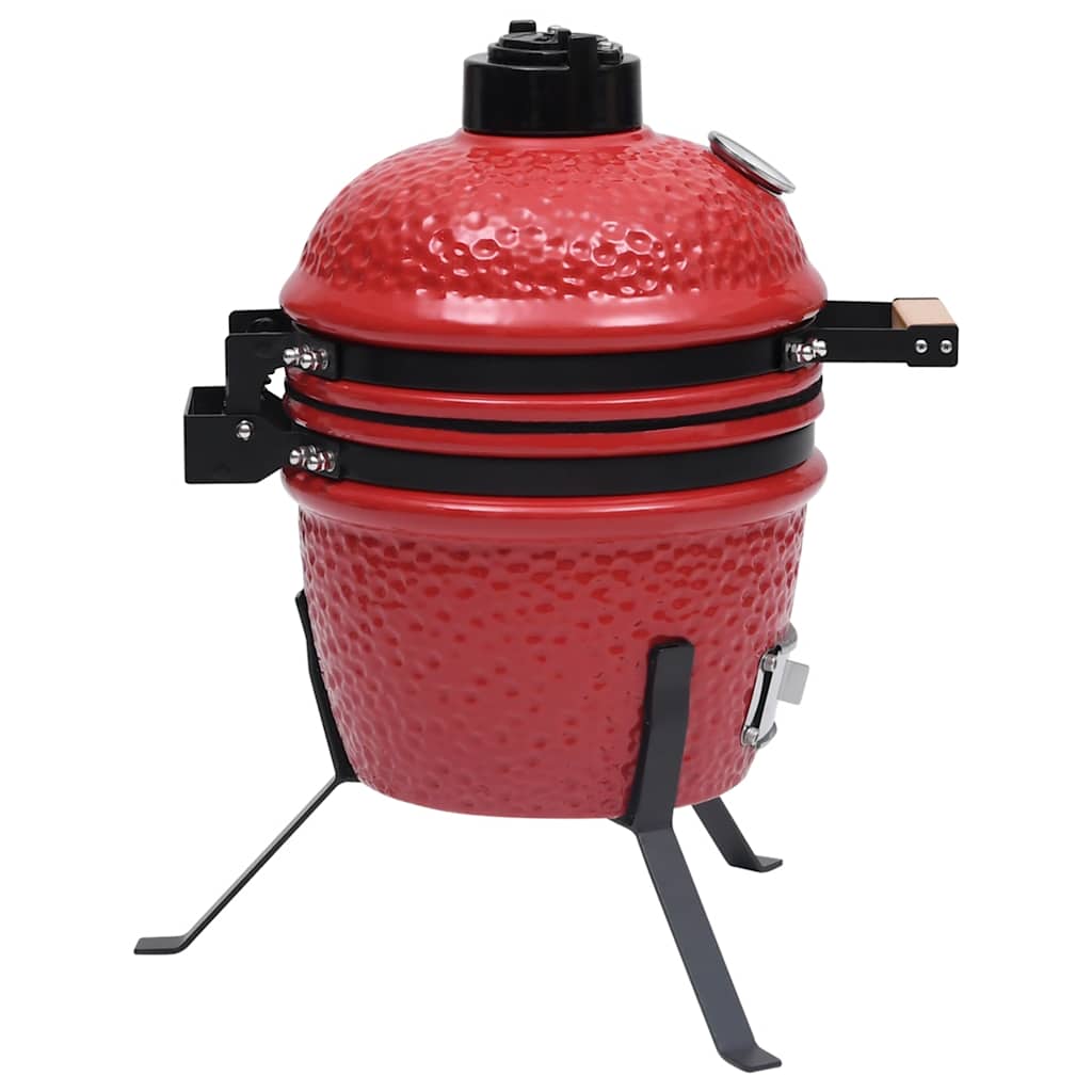 Kamado Barbecue Grill und Smoker Keramik 56 cm Temperaturanzeige Rot BBQ