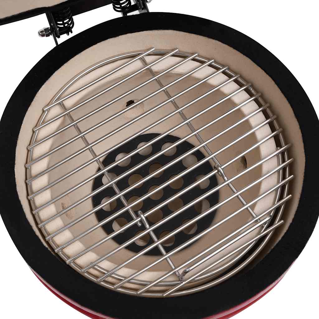 Kamado Barbecue Grill und Smoker Keramik 56 cm Temperaturanzeige Rot BBQ