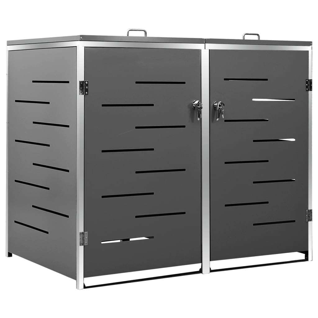 Mülltonnenbox 2 Tonnen 138x77,5x115,5 cm Edelstahl anthrazit Mülltonnenverkleidung