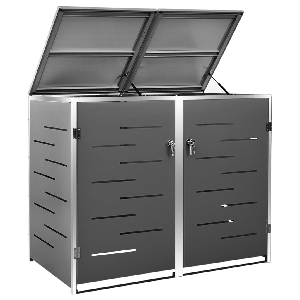 Mülltonnenbox 2 Tonnen 138x77,5x115,5 cm Edelstahl anthrazit Mülltonnenverkleidung