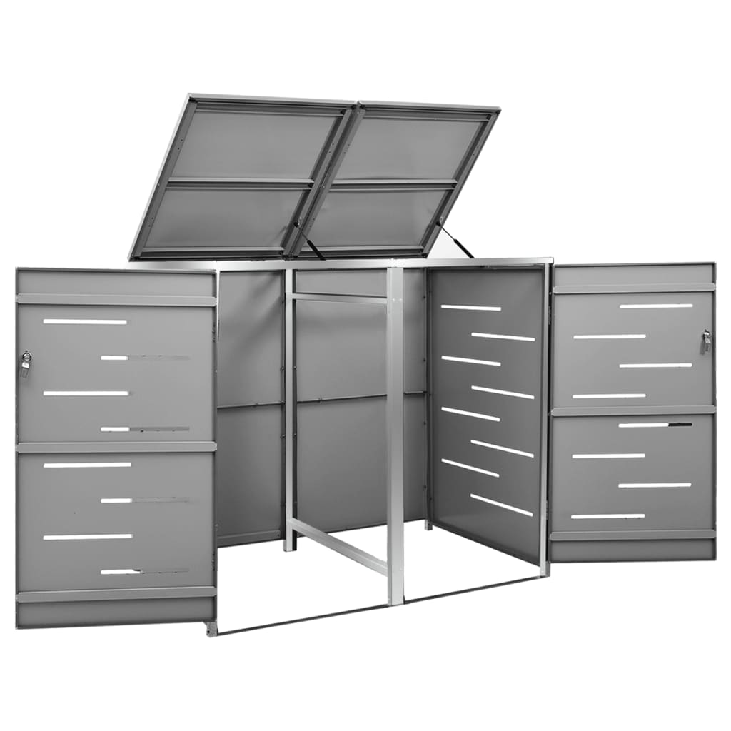 Mülltonnenbox 2 Tonnen 138x77,5x115,5 cm Edelstahl anthrazit Mülltonnenverkleidung