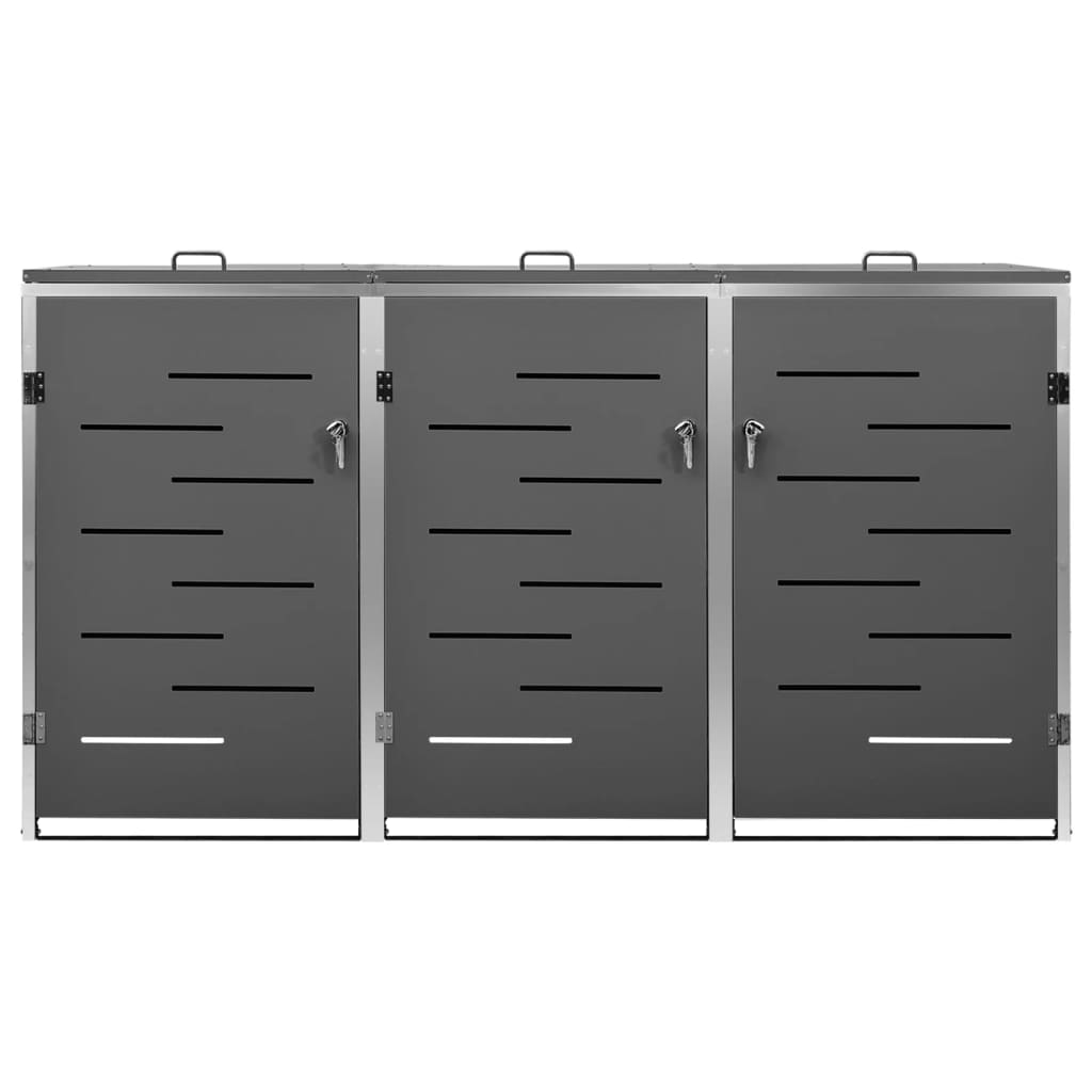 Mülltonnenbox 3 Tonnen 207x77,5x115 cm Edelstahl anthrazit Mülltonnenverkleidung