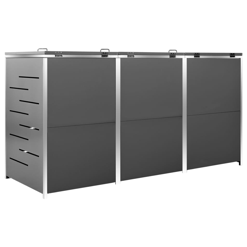 Mülltonnenbox 3 Tonnen 207x77,5x115 cm Edelstahl anthrazit Mülltonnenverkleidung