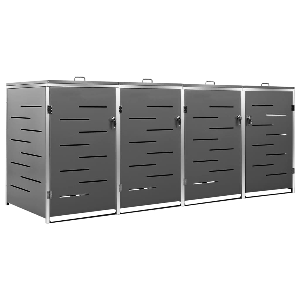Mülltonnenbox 4 Tonnen 276,5x77,5x115,5 cm Edelstahl anthrazit Mülltonnenverkleidung