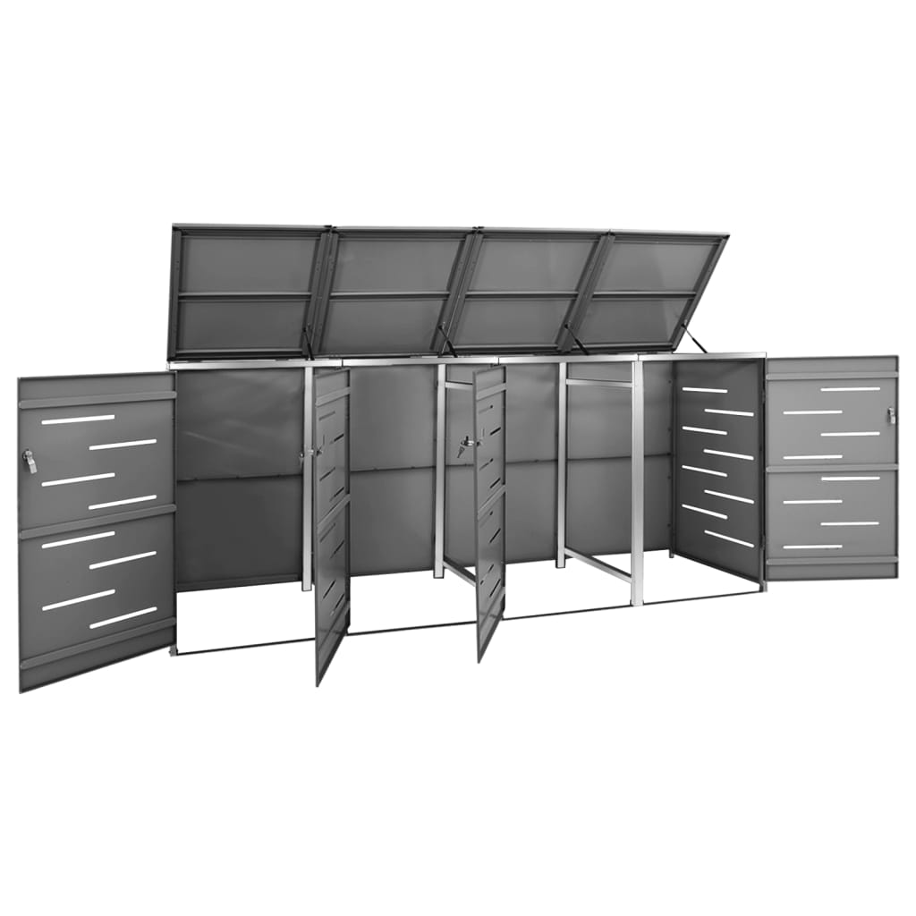 Mülltonnenbox 4 Tonnen 276,5x77,5x115,5 cm Edelstahl anthrazit Mülltonnenverkleidung