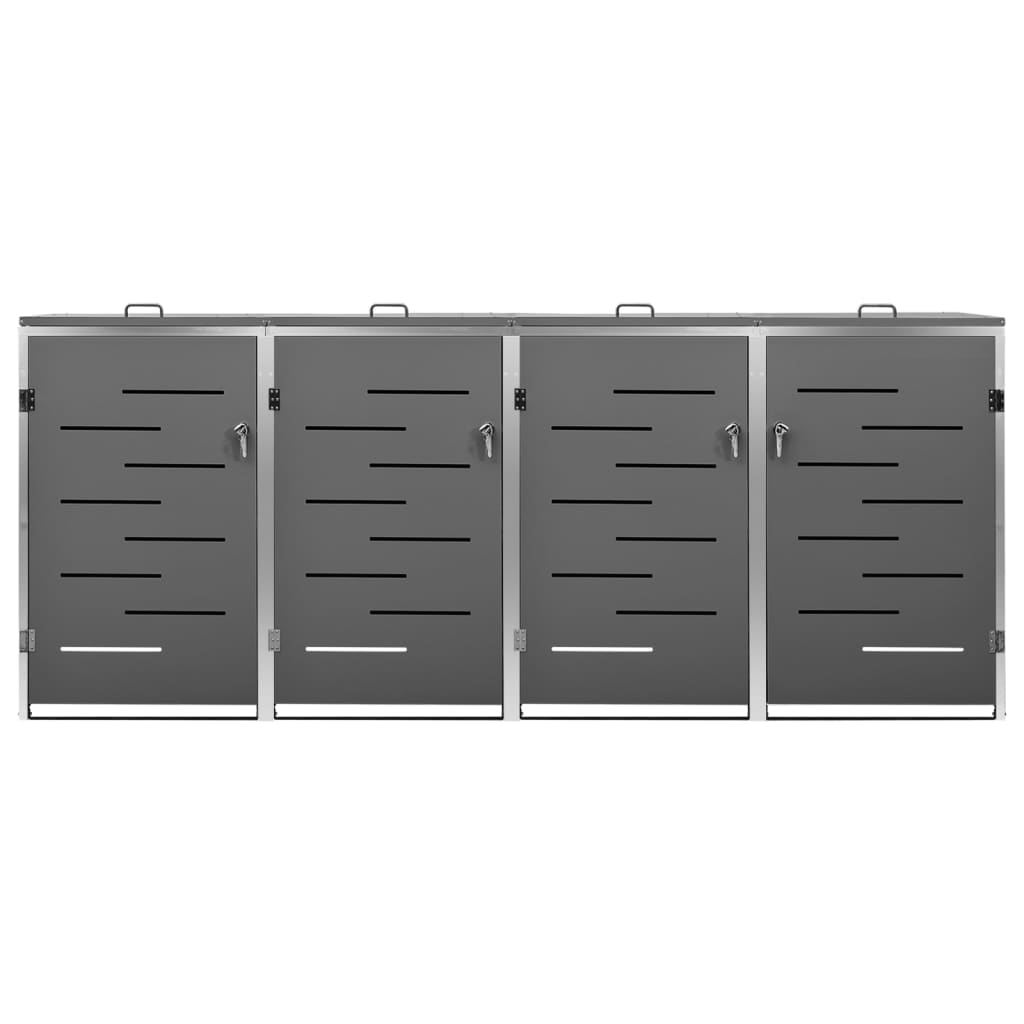 Mülltonnenbox 4 Tonnen 276,5x77,5x115,5 cm Edelstahl anthrazit Mülltonnenverkleidung
