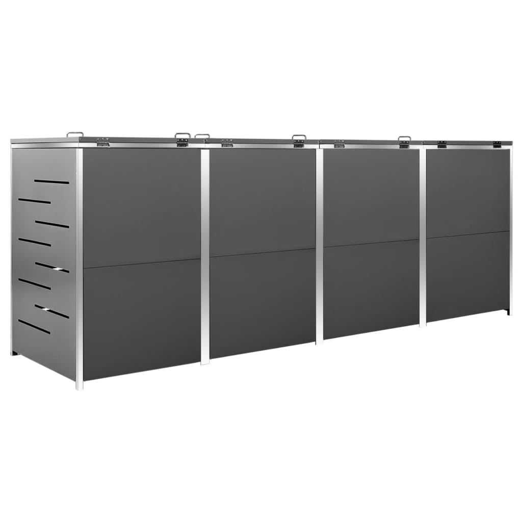 Mülltonnenbox 4 Tonnen 276,5x77,5x115,5 cm Edelstahl anthrazit Mülltonnenverkleidung