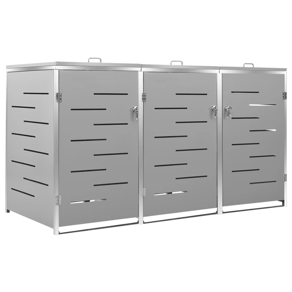 Mülltonnenbox für 3 Tonnen Edelstahl 207x77,5x115 cm rostfrei