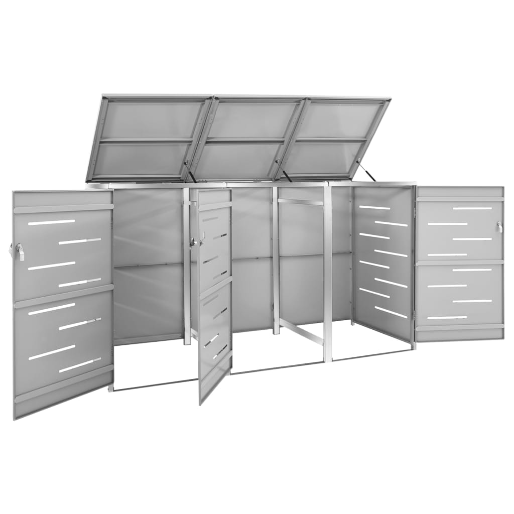 Mülltonnenbox für 3 Tonnen Edelstahl 207x77,5x115 cm rostfrei