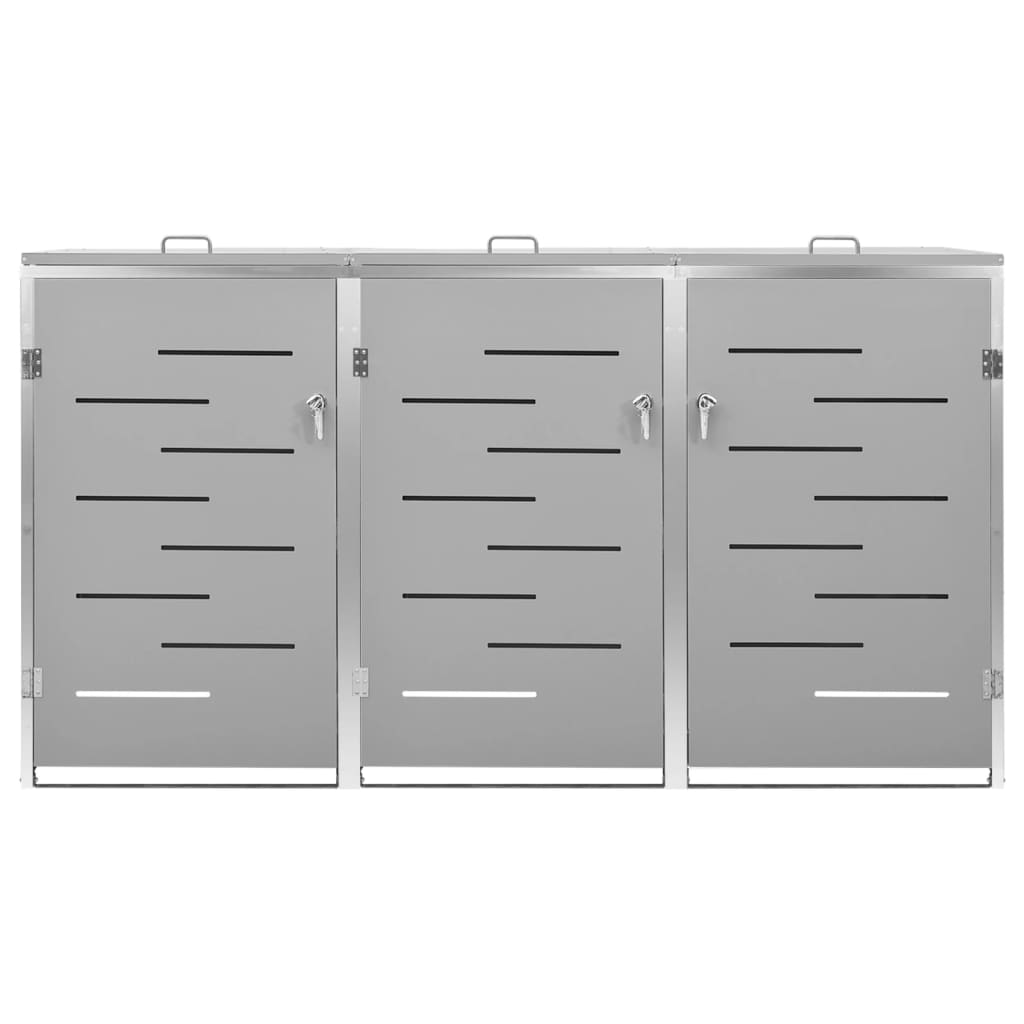 Mülltonnenbox für 3 Tonnen Edelstahl 207x77,5x115 cm rostfrei