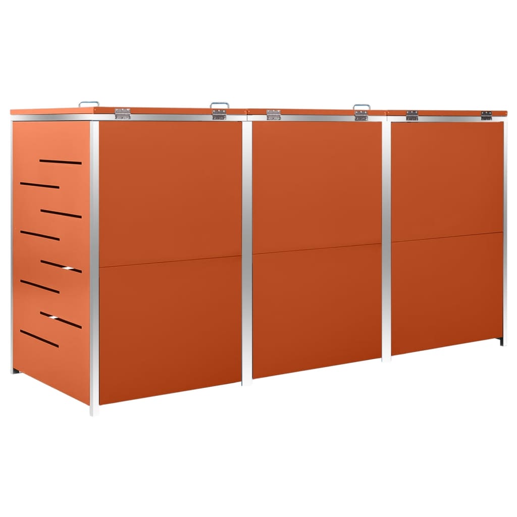 Mülltonnenbox 3 Tonnen 207x77,5x115 cm Edelstahl orange Mülltonnenverkleidung