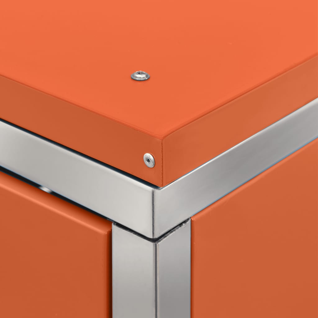 Mülltonnenbox 3 Tonnen 207x77,5x115 cm Edelstahl orange Mülltonnenverkleidung