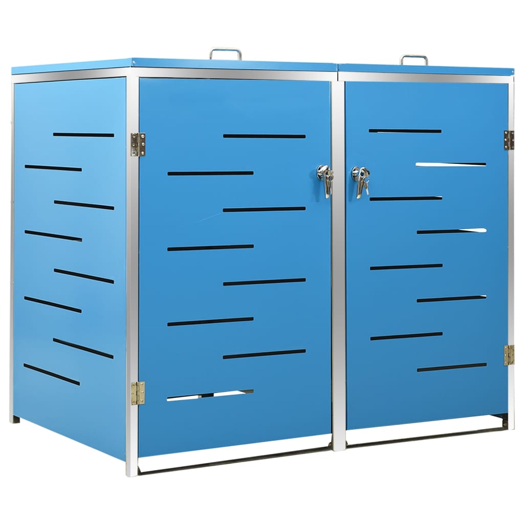 Mülltonnenbox 2 Tonnen 138x77,5x115,5 cm Edelstahl blau Mülltonnenverkleidung