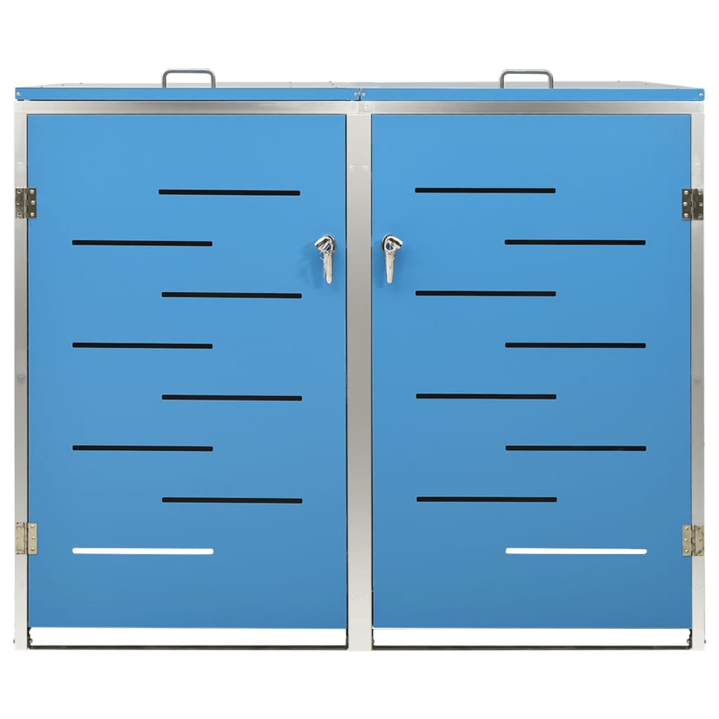 Mülltonnenbox 2 Tonnen 138x77,5x115,5 cm Edelstahl blau Mülltonnenverkleidung