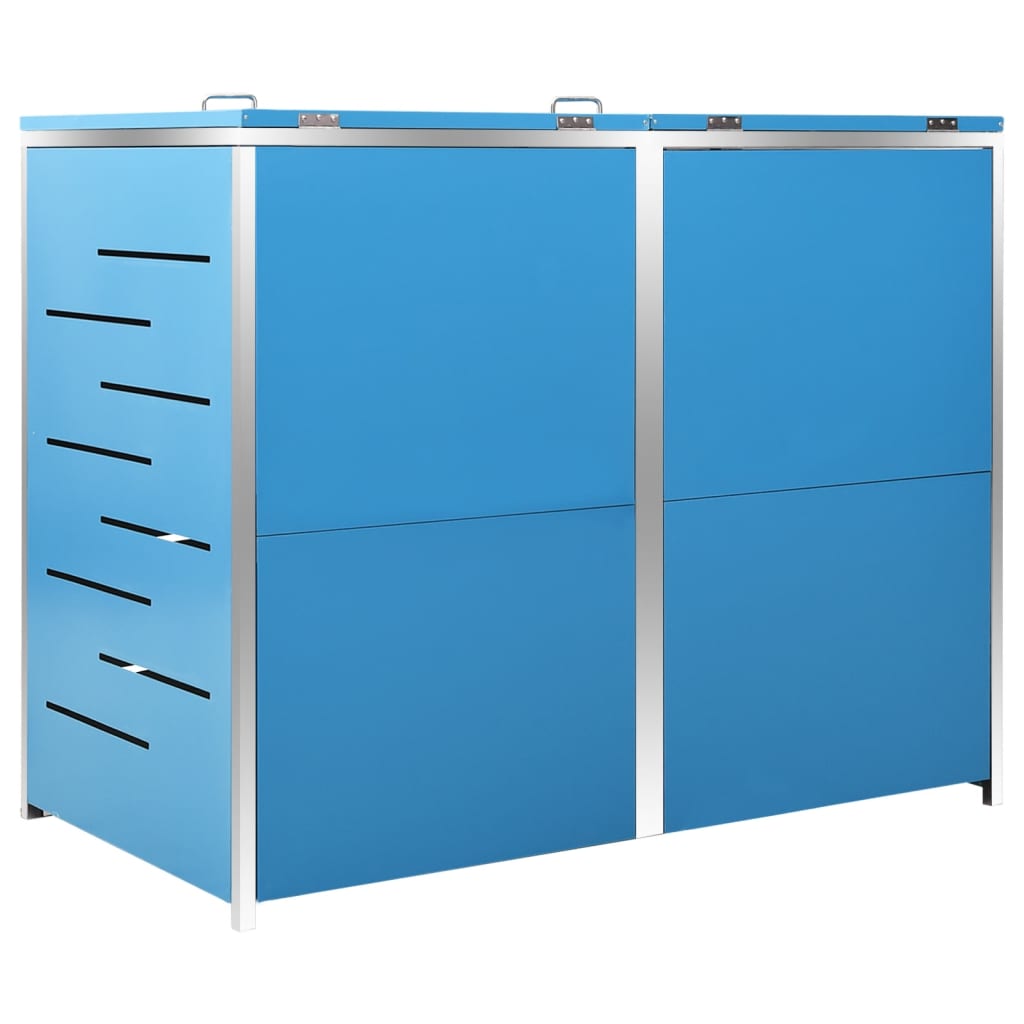 Mülltonnenbox 2 Tonnen 138x77,5x115,5 cm Edelstahl blau Mülltonnenverkleidung