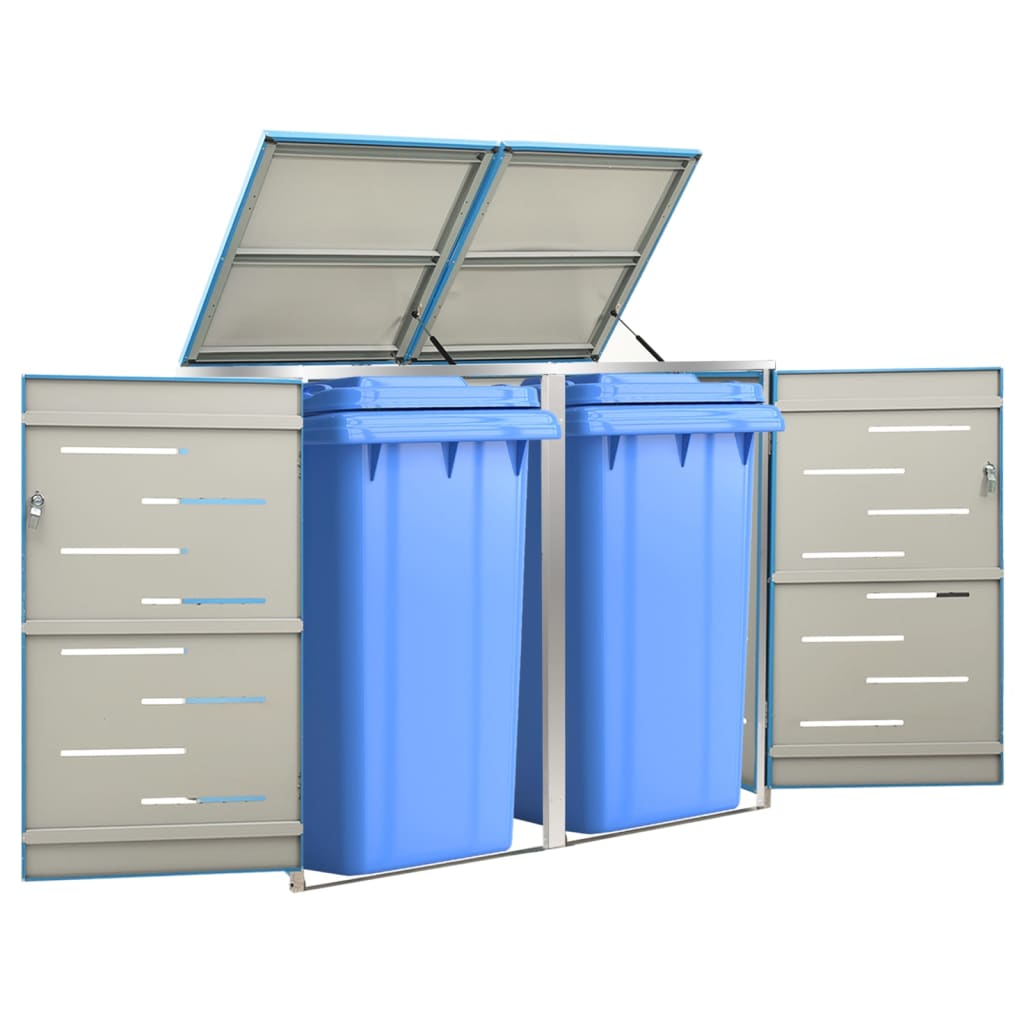Mülltonnenbox 2 Tonnen 138x77,5x115,5 cm Edelstahl blau Mülltonnenverkleidung